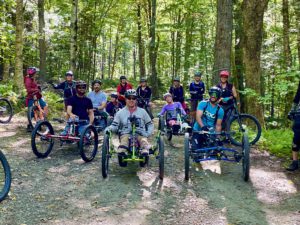 Group of Adaptive athletes on Mountain Bikes