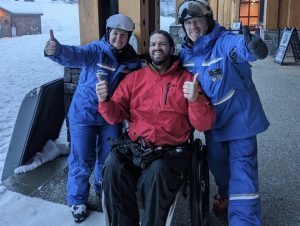 Jereme Gilbert had a great experience with Adaptive Ski Instructors Tom Hall and Kate Theisen.