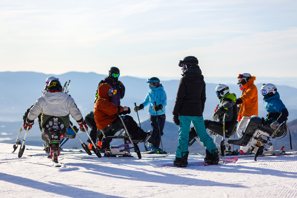 Group of monoskiers at the Stowe Cap
