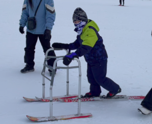 Young Nordic Skier with the slider