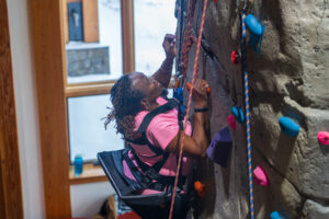 The climbing wall at Stowe Rocks provided for a fun challenge for the veterans.