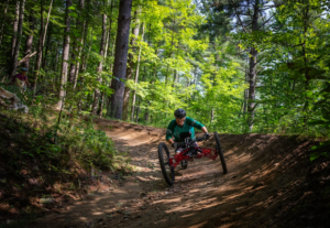 aMTB Rider crushing the berm on Flo