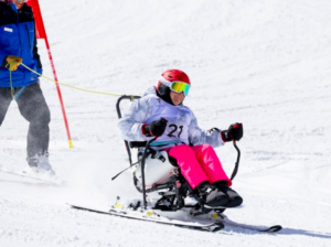 Skier operating a Snow'Kart