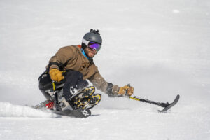 Colton Carson ripping down a run at Spruce peak.