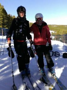 Dan and Cynthia inspect the ski course.