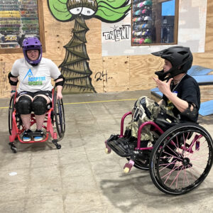 Mik and Mo ripped in their wheelchairs.