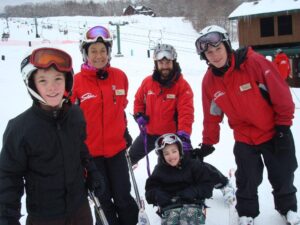 Dan and Twin brother Jackson skiing together in adaptive lessons with GMAS at Stowe, circa 2005.