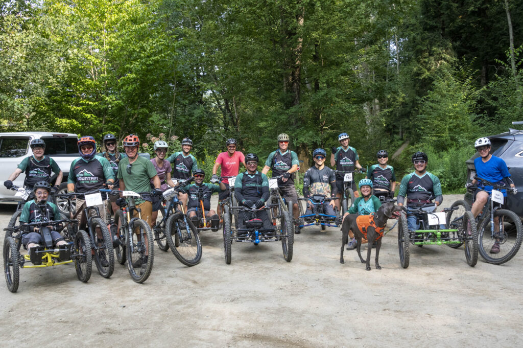 A few of the 24 riders who came to the 2025 Stowe aMTB Weekend. Photo: Jeb Wallace-Brodeur.